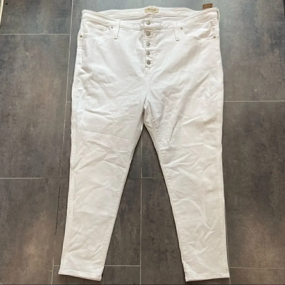 NWT Madewell High-Rise Skinny Crop Curvy Jeans in Pure White Size 37
